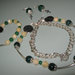 art 120 collana in agata verde trasparente e giada color crema, perle round varie misure, con orecchini e bracciale,argento tibetano anallergico