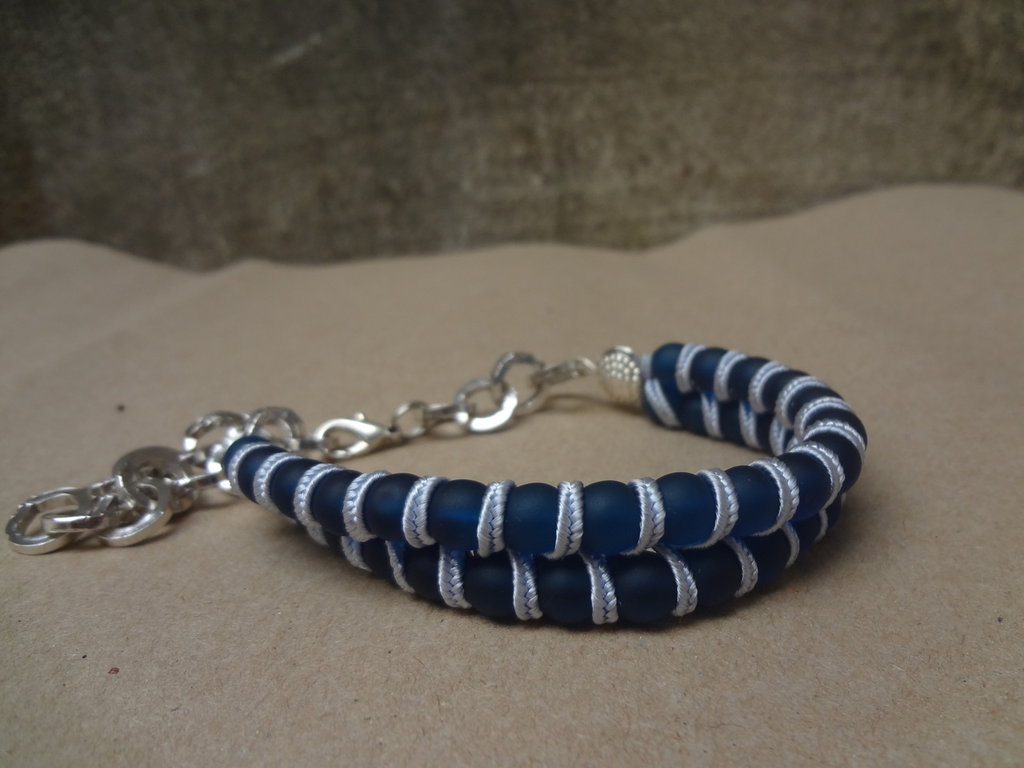 Bracciale Argento 925 Donna 2 In 1 Con Perline Satinate - Regolabile, Regalo Per Mamma O Amica