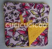 salviette cambio bebe lavabili  (farfalle & giallo)/ set of 5 cloth wipes 