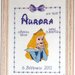 Quadretto nascita - fiocco nascita - "Aurora" -punto croce- B28