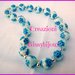 Collana girocollo con perle in fimo "murrina fiore petali blu azzurro" made in italy