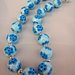 Collana girocollo con perle in fimo "murrina fiore petali blu azzurro" made in italy