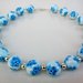 Collana girocollo con perle in fimo "murrina fiore petali blu azzurro" made in italy