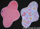 assorbente regolare impermeabile lavabile (BAMBU BIO rosa & farfalle) / regular waterproof cloth menstrual sanitary pad (ORGANIC BAMBOO)