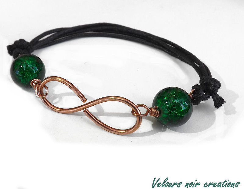 Bracciale Uomo In Rame Massiccio Fatto A Mano Con Simbolo OM - Regolabile E Con Sacchetto Portagioie