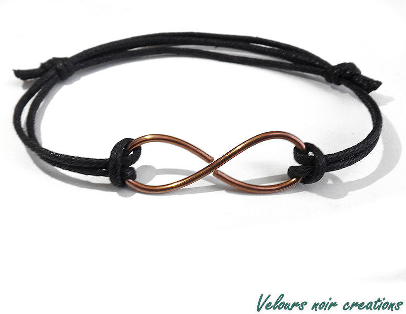 Bracciale INFINITO Con Ciondolo Argento In Corda Nero Braccialetto Da Uomo Donna - Foto 6
