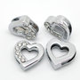 10  Charm Perle Cuore con Strass Tono Argento Adattto Cinturino 