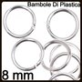 ♥ 100 ANELLINI APERTI 8 MM SILVER ARGENTATI MINUTERIA BIGIOTTERIA 8MM ♥