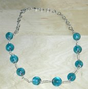 collana perle di vetro turchesi e catena argento