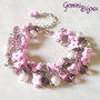 Bracciale a grappolo fiori di fimo rosa