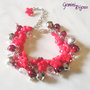 Bracciale a grappolo fiori di fimo rosso