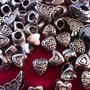 6 PERLE FORO LARGO HEART CUORE ARGENTO ANTICO OFFERTA!