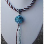 Minoplata Collana in seta oro anticato e chiusura in argento sterling
