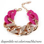 Bracciale ORO ROSA maglia grossa braccialetto Catena plastica resina fashion