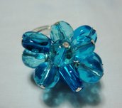 anello perle di vetro azzurre!!