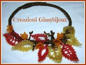 Collana  "Foglie d'autunno" con perline handmade