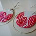Orecchini tondi con fiore murrina rosso perlato in fimo handmade
