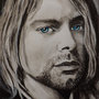 ritratto Kurt Cobain acrilico su cartoncino dipinto a mano