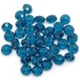 Perla Sfaccettata Mezzo Cristallo Vetro Blu Pavone 8x6 mm