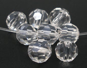  	 10  Sfere Perle, perline  Sfaccettate in Cristallo Vetro 6mm 
