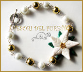 Bracciale "Stella Natale 2013 Bianco/Oro" Fimo cernit kawaii idea regalo 