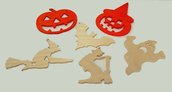 Gruppo 6 decorazioni in legno per Halloween (soggetti a scelta)
