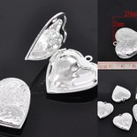 Medaglione Cuore In Argento 925 Con 2 Finestre Per Foto – Catena 45,7 Cm – In Regalo Confezione Regalo – Gioiello Ricordo Per Donna