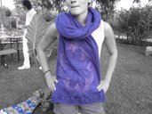  crochet violet shoulder wrap scarf made from wool - FLOWER PATTERN
