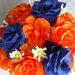 bouquet di rose blu e arancio