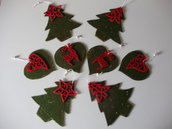 ADDOBBO IN FELTRO decorato a mano, basi in tre varianti ritagliate a mano - Collezione Speciale Natale