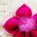 Bomboniera in feltro 'fuxia' a forma di fiore: contiene 5 confetti all'interno dei suoi petali