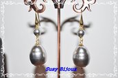 Orecchini in argento 925 e perle barocche grigie