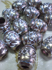 14 Perline Foro Grande in Alluminio inciso color Caffè