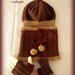 Cappello, Scaldacollo e Guantini - "Castagna" - Completo di accessori di lana, fatto a mano,ai ferri.