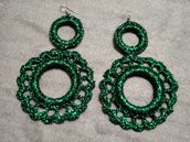 orecchini color verde, di filo laminato