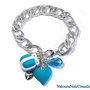 Bracciale con cuore e scatolino azzurro creati a mano in fimo 