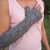  GREY handmade fingerless armwarmers gloves wth cable pattern