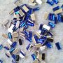 100 Brillantini RETTANGOLARI BLU decorazioni,nail art, biglietti, natale, scrapbooking 