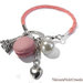 Romantico bracciale con macarons in fimo torre eiffel e perla cordino in similpelle rosa 