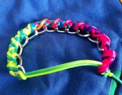 Bracciale in corda e catena multicolor