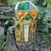 Vaso rettangolare in ceramica raku multicolori fatto a mano