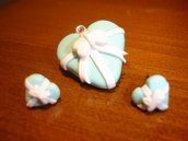 INSERZIONE PER LIZZY - ciondolo cuore e orecchini tiffany blue