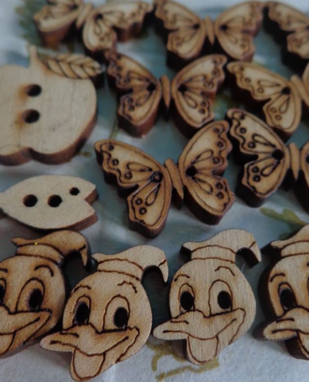 30/50 Pezzi, Bottoni In Legno A 4 Fori, Per Cucito, Scrapbooking - Foto 5