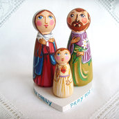 Sacra Famiglia Natale natività presepe cuore Gesù bambola statuetta figurina 