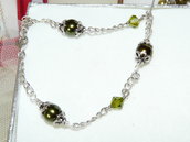 Bracciale argento e perle sw verde