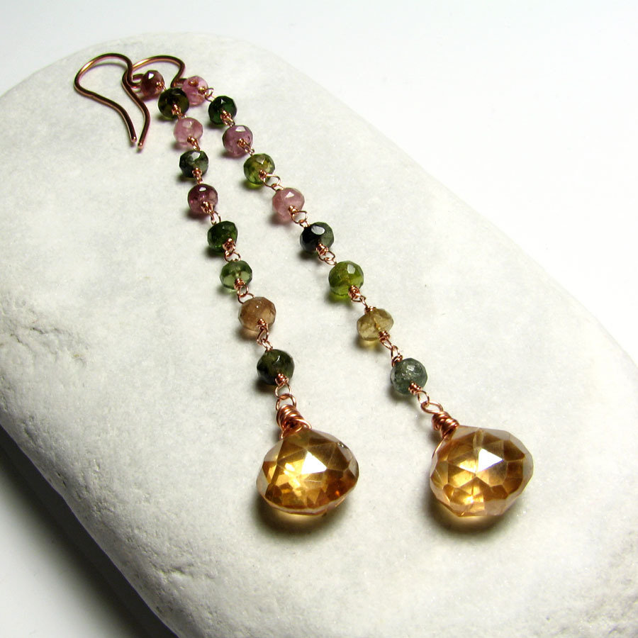 Orecchini in Tormalina Verde e Oro 18k - Orecchini Tormalina - Gioielli