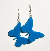 Orecchini farfalla azzurra in plexiglass Sofiaretrobazar