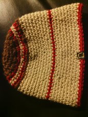 _cappello uomo donna  ragazzo in lana color sabbia e marrone fatto a mano all'uncinetto C033