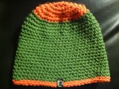 _cappello uomo donna  ragazzo in lana  verde  fatto a mano all'uncinetto C034_