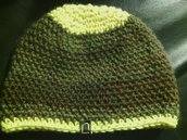 _cappello uomo donna  ragazzo in lana  verde  variegata,fatto a mano all'uncinetto C036_